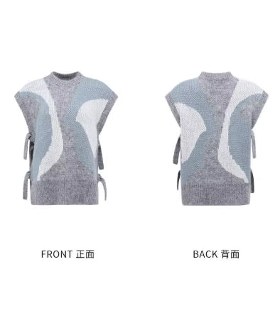 Wave Pattern Knit Vest